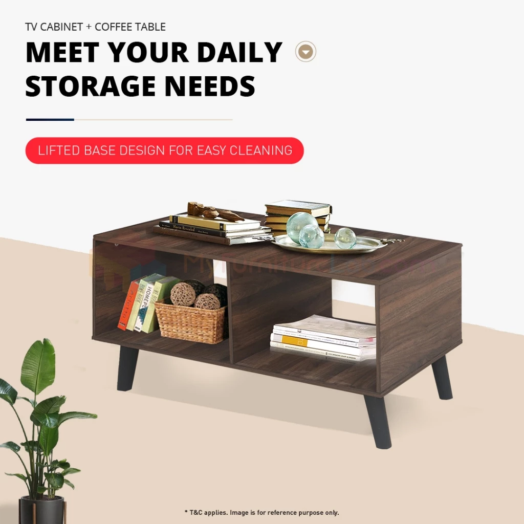 COMBO TV Cabinet + Coffee Table Meja TV Meja Kopi Side Table Home Living — gambar 2