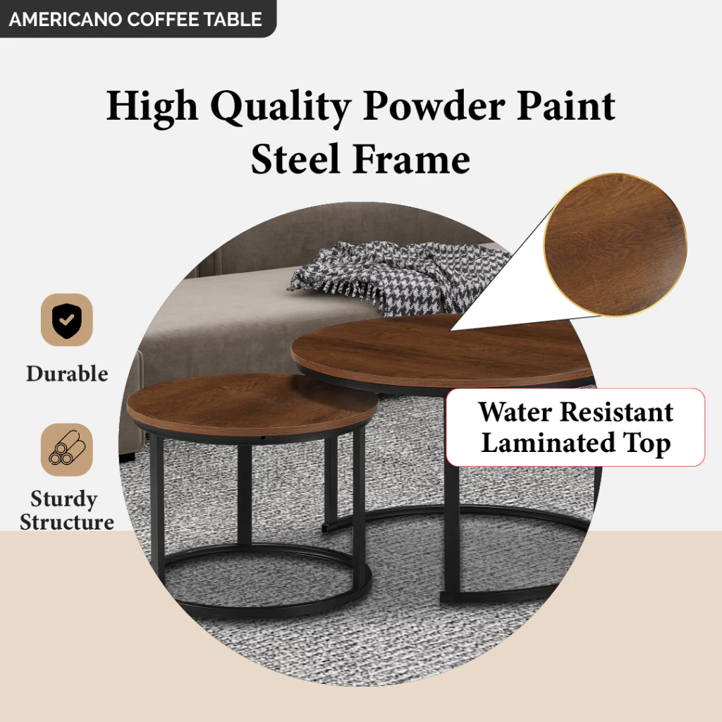 AMERICANO Coffee Table Meja Kopi Ruang Tamu Meja — gambar 4