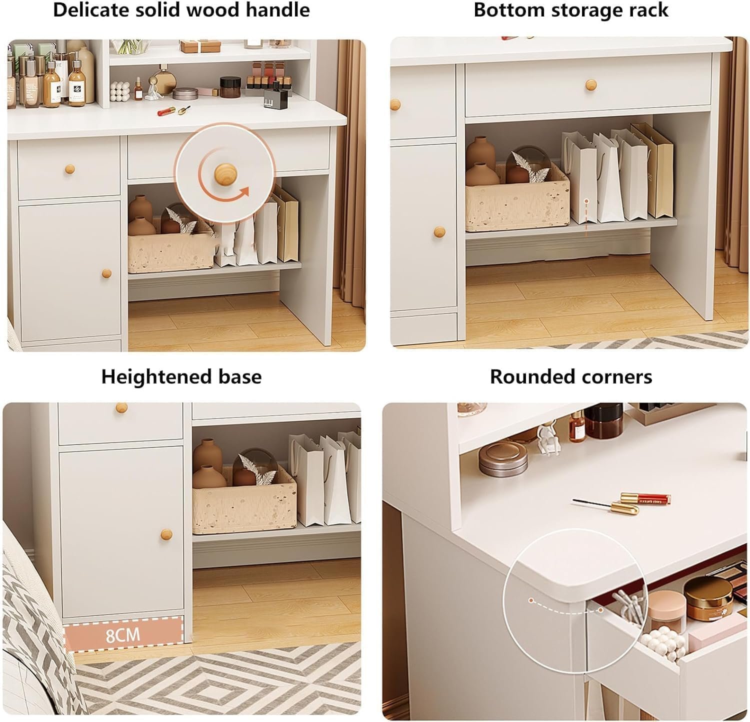 Dressing Table With Mirror Meja Solek Drawer Storage Meja Make Up Table — gambar 3