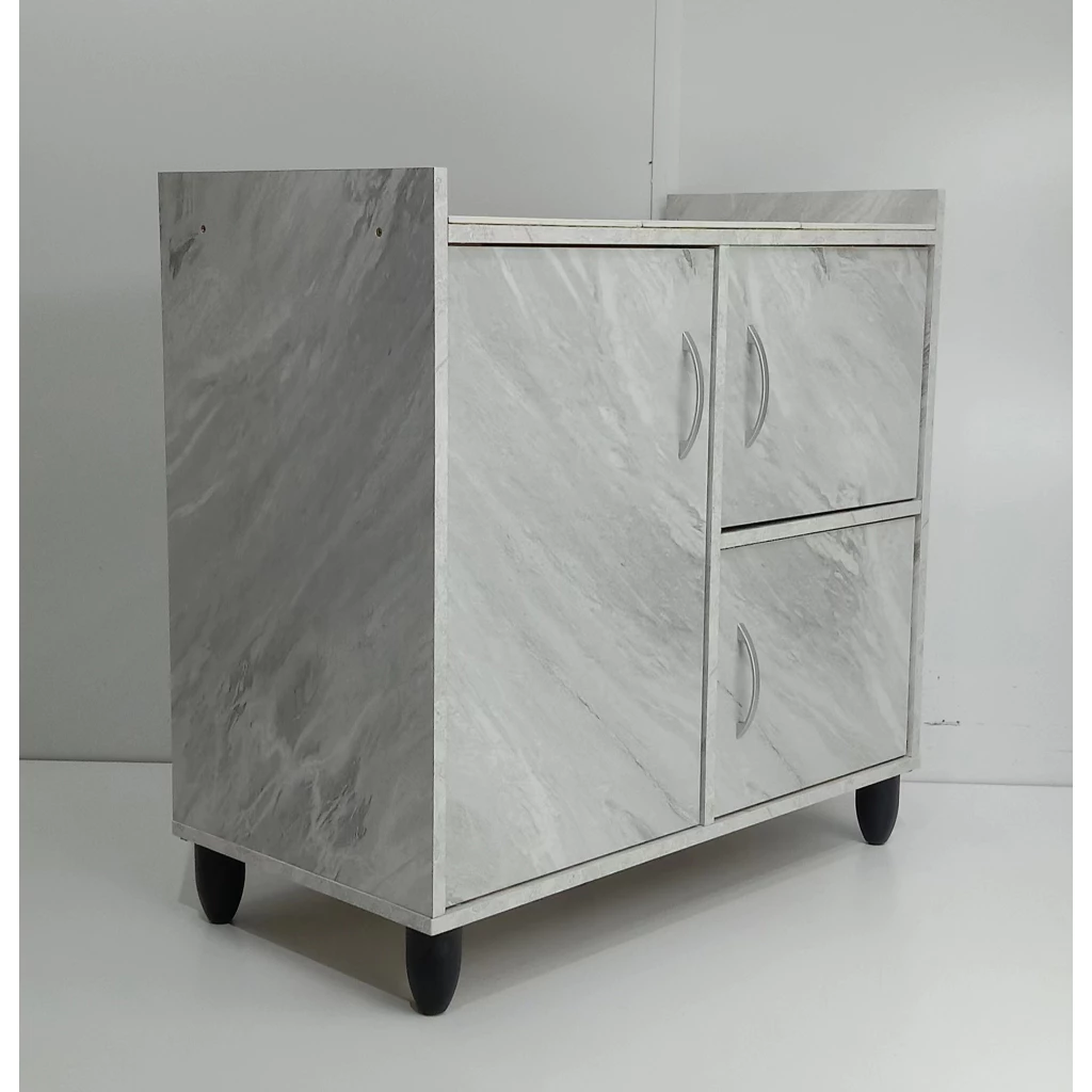 Kabinet Gas 3 Pintu | Gas Cabinet Dapur – Rak Penyimpanan+Meja Marmar Modern 3‑Door