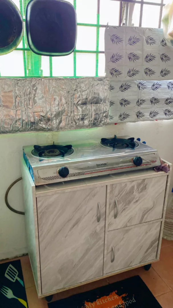 Kabinet Gas 3 Pintu | Gas Cabinet Dapur – Rak Penyimpanan+Meja Marmar Modern 3‑Door — gambar 7