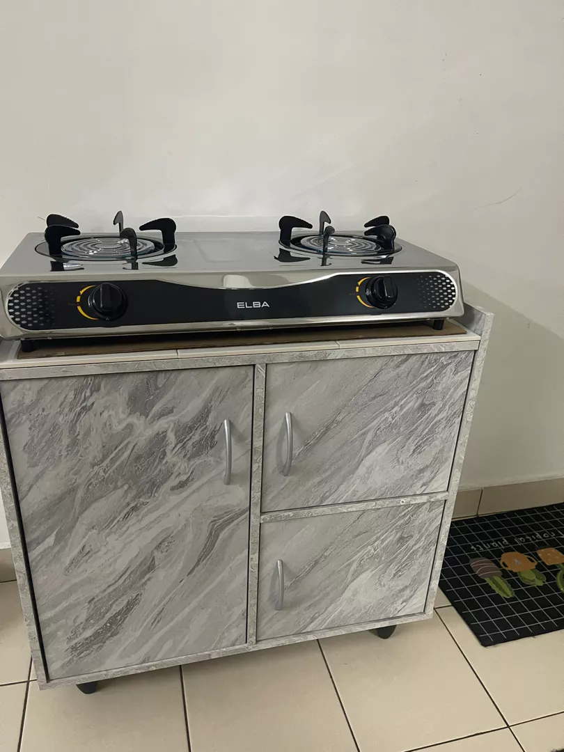 Kabinet Gas 3 Pintu | Gas Cabinet Dapur – Rak Penyimpanan+Meja Marmar Modern 3‑Door — gambar 13
